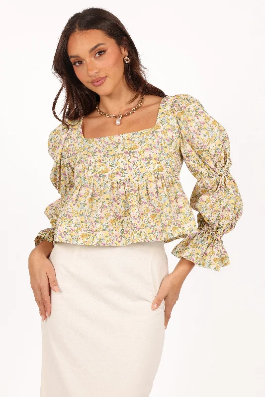 Classic long sleeve shirts for a timeless look-Kenny Top - Yellow Floral