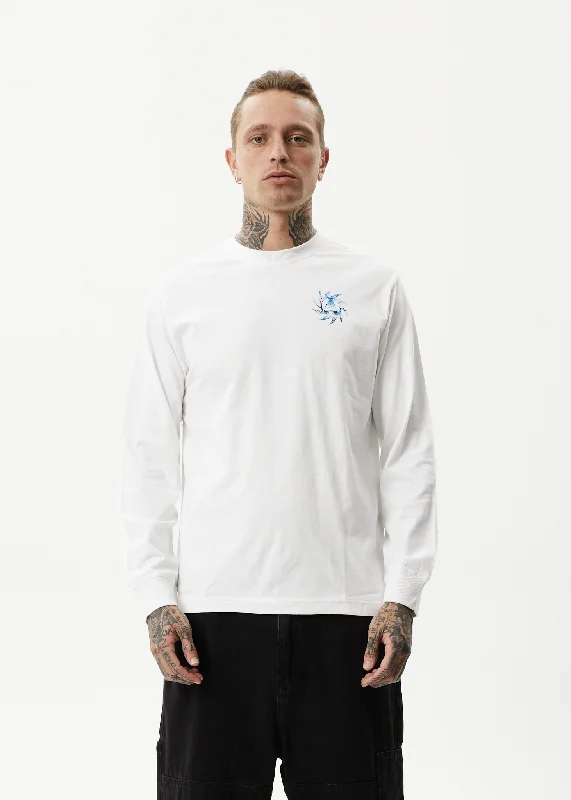 Long sleeve shirts for sports and fitness enthusiasts-AFENDS Mens Chromed - Long Sleeve Graphic T-Shirt - White