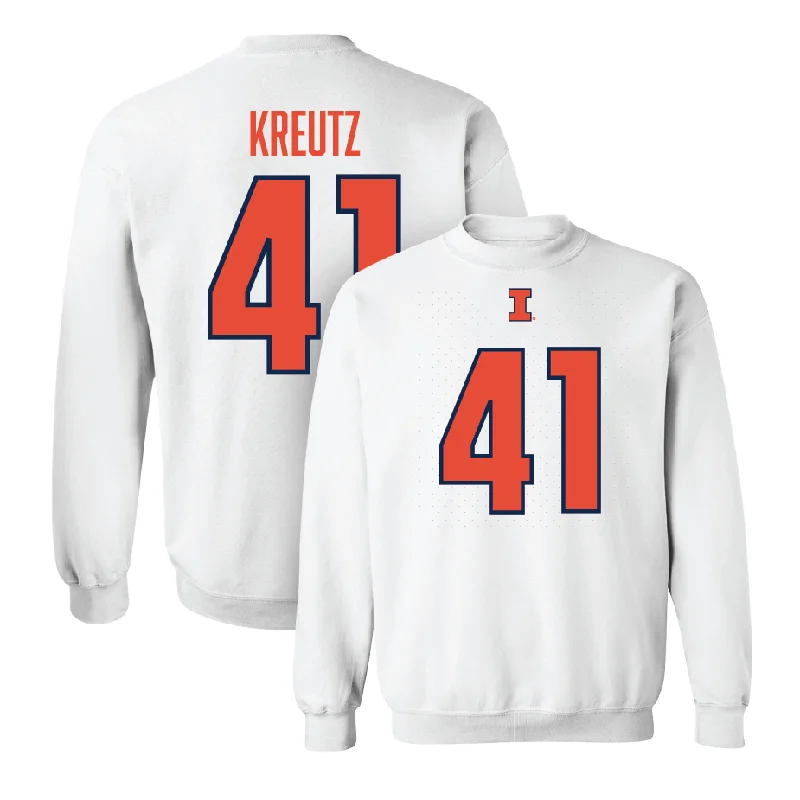 Long sleeve shirts with a stylish henley design-White Illinois Player Crew     - James Kreutz