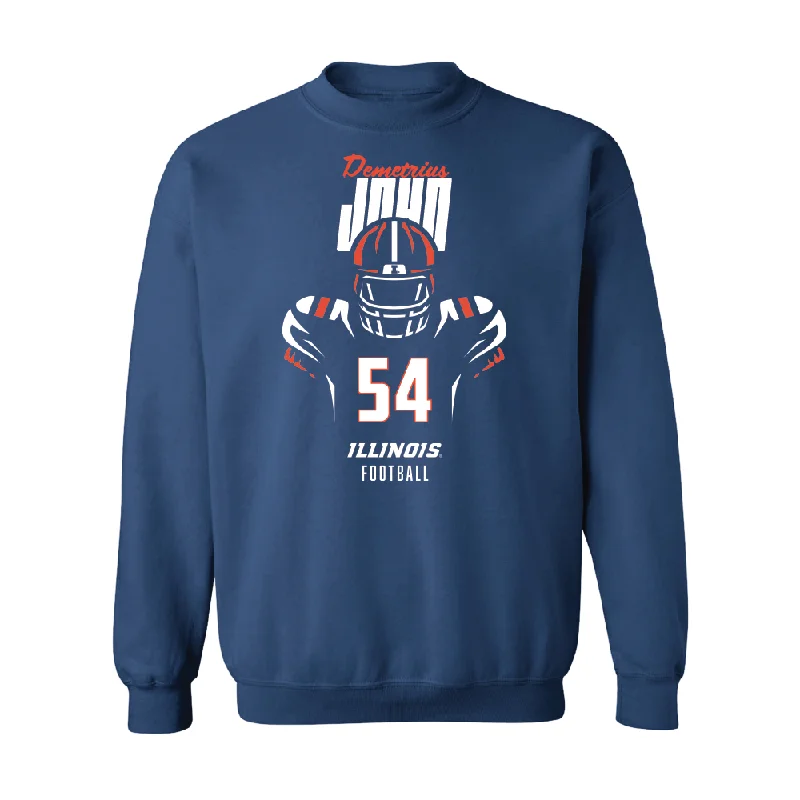 Comfortable long sleeve shirts with a relaxed silhouette-Navy Illinois Silhouette Crew  - Demetrius John