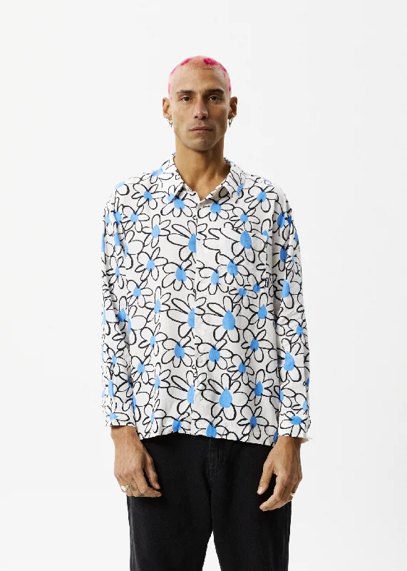 Long sleeve shirts with bold designs for statement looks-AFENDS Mens Waterfall - Long Sleeve Shirt - White