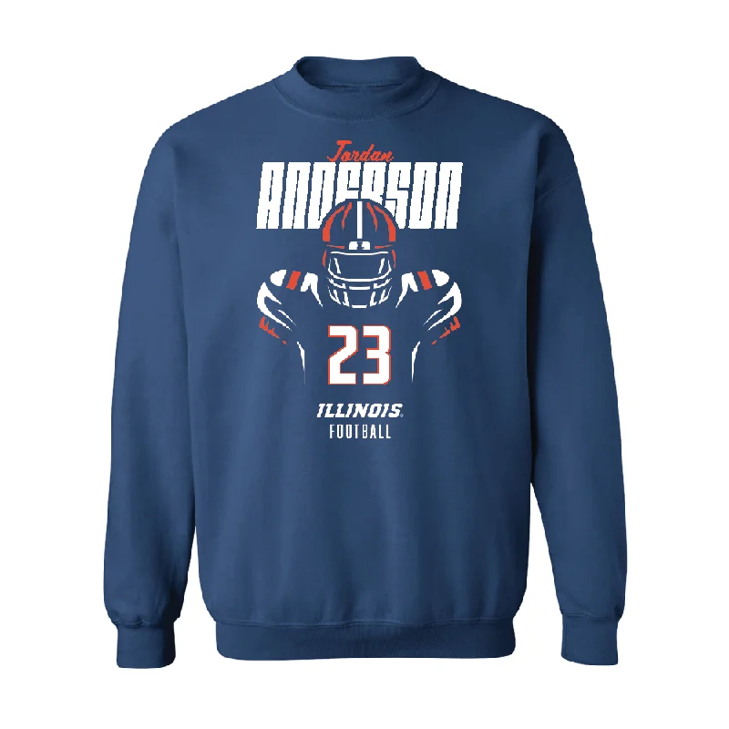 Warm long sleeve shirts for cooler weather-Navy Illinois Silhouette Crew    - Jordan Anderson