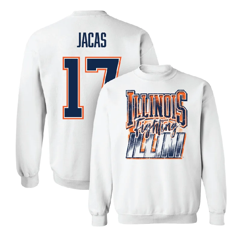 Long sleeve shirts for formal occasions-White Illinois Graphic Crew    - Gabe Jacas