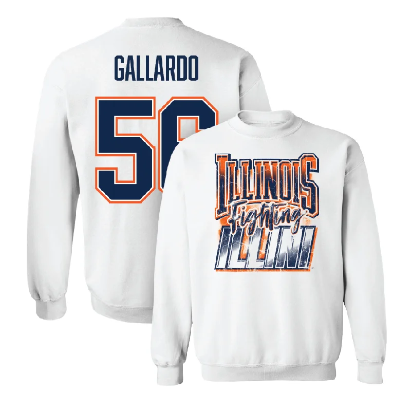 Long sleeve shirts with ribbed cuffs for a snug fit-White Illinois Graphic Crew    - Guillermo Gallardo