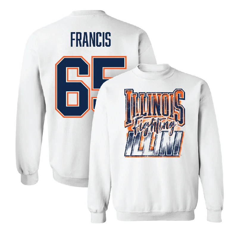 Custom long sleeve shirts for family reunions or events-White Illinois Graphic Crew    - Kellen Francis