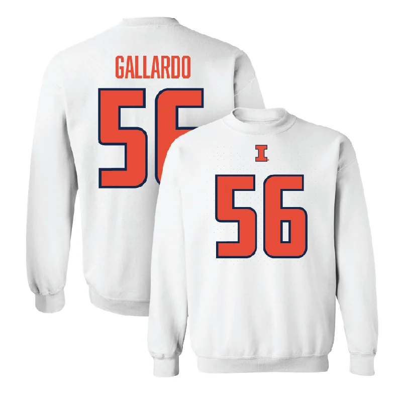 Long sleeve shirts with a relaxed fit for easy wear-White Illinois Player Crew     - Guillermo Gallardo