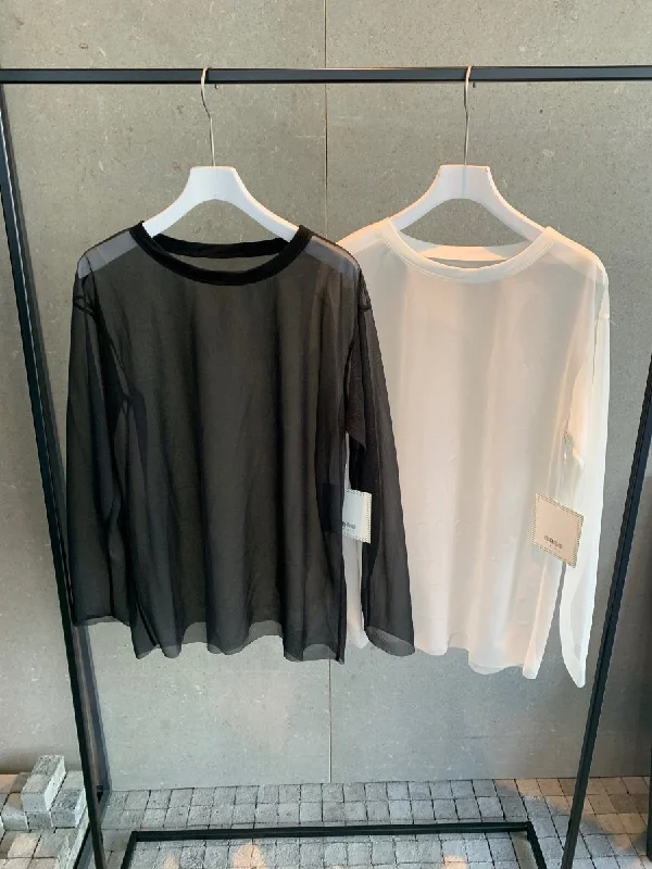 Soft cotton long sleeve shirts for all-day comfort-シアーシンプル長袖TEE