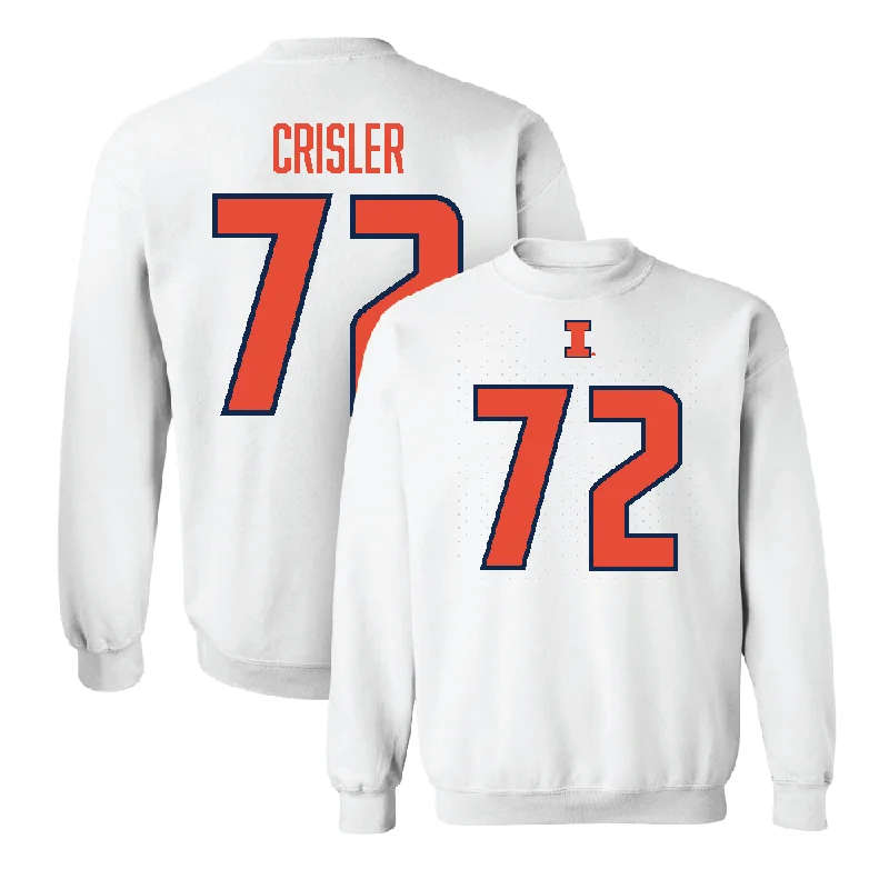 Long sleeve shirts with deep V-necks for a stylish edge-White Illinois Player Crew     - Zy Crisler