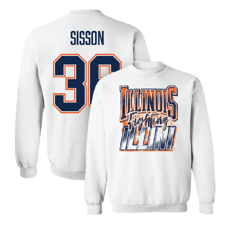 Lightweight long sleeve shirts for layering-White Illinois Graphic Crew    - Blayne Sisson