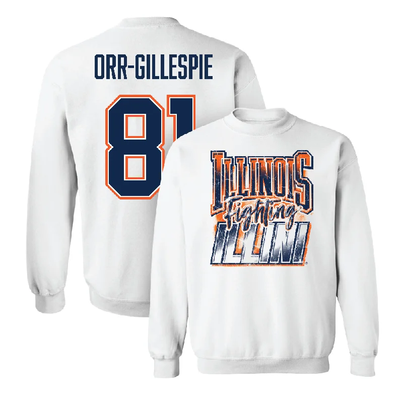 Affordable long sleeve shirts for bulk orders-White Illinois Graphic Crew    - Carlos Orr-Gillespie