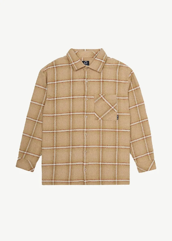 Comfortable long sleeve shirts with soft fabrics-AFENDS Mens Sandstorm - Flannel Long Sleeve Shirt - Camel Check