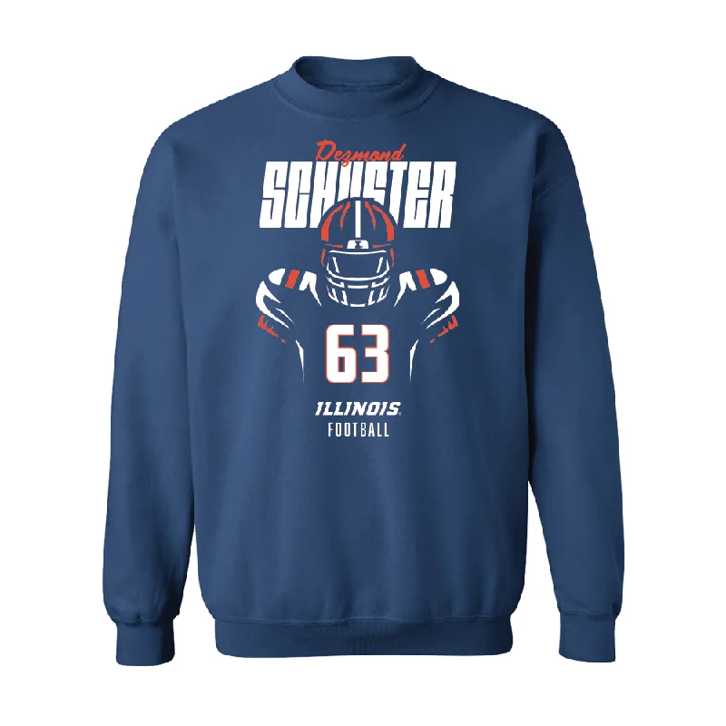 Casual long sleeve shirts for weekend wear-Navy Illinois Silhouette Crew   - Dezmond Schuster