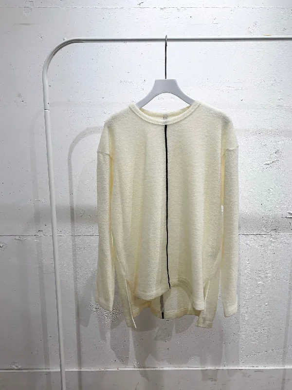 Soft cotton long sleeve shirts for a relaxed vibe-ウールリングバイカラープルオーバー