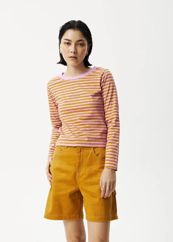 Long sleeve shirts for casual Friday and business-casual attire-AFENDS Womens Jain - Long Sleeve T-Shirt - Candy Stripe