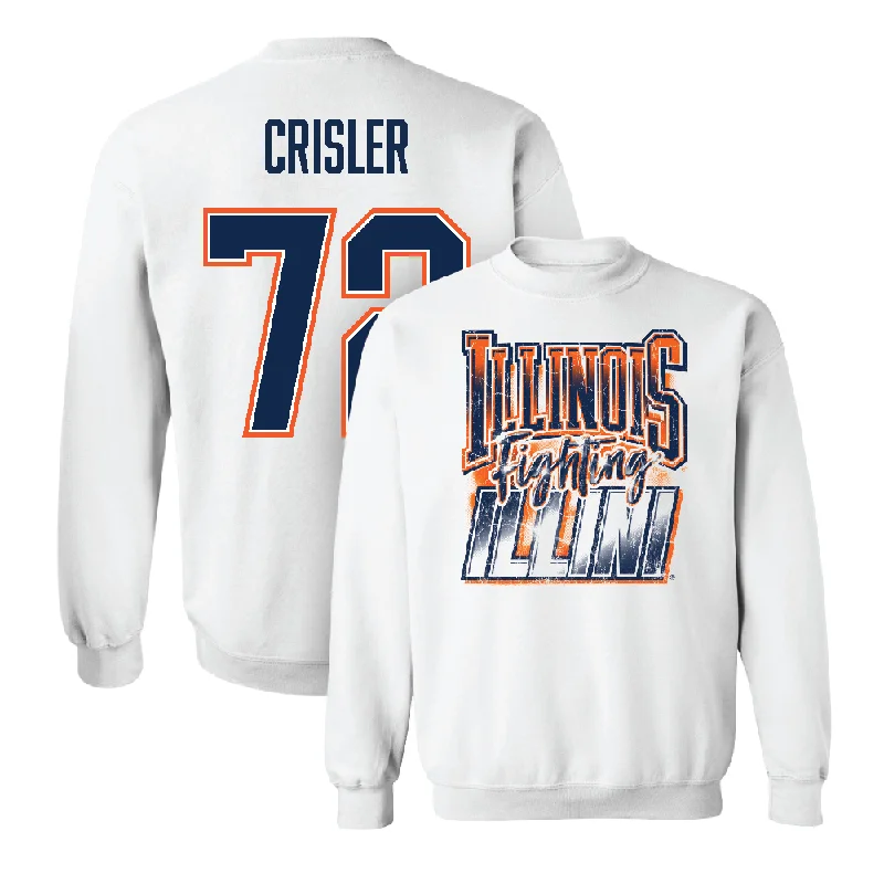 Soft cotton long sleeve shirts for everyday comfort-White Illinois Graphic Crew    - Zy Crisler