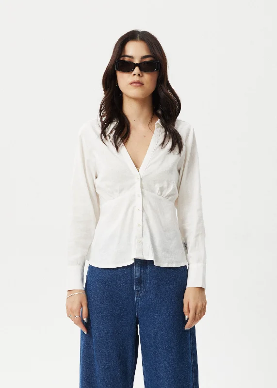 Lightweight long sleeve shirts for warm-weather layering-AFENDS Womens Archive - Shirt - White