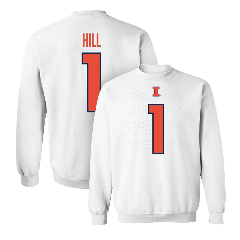 Warm long sleeve shirts for cooler weather-White Illinois Shirsey Crew - Demetrius Hill #1