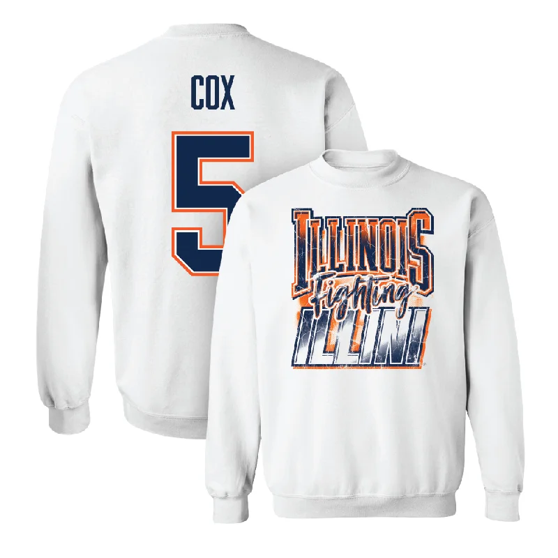 Long sleeve shirts for team uniforms and sports events-White Illinois Graphic Crew    - Torrie Cox