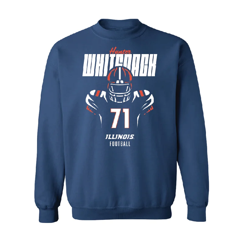 Custom long sleeve shirts for team uniforms-Navy Illinois Silhouette Crew    - Hunter Whitenack