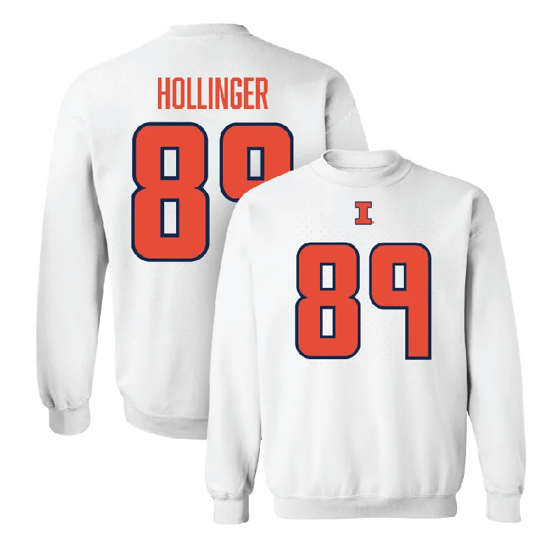 Long sleeve shirts with contrasting collars for stylish flair-White Illinois Player Crew     - Tanner Hollinger