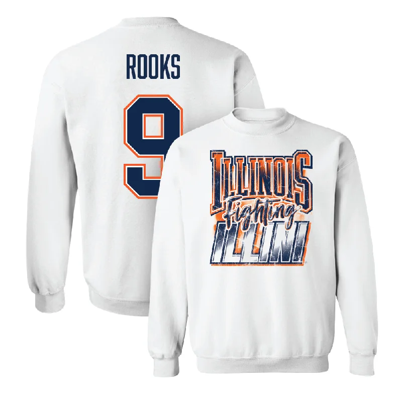 Long sleeve shirts with contrasting collars for stylish flair-White Illinois Graphic Crew    - Tyson Rooks