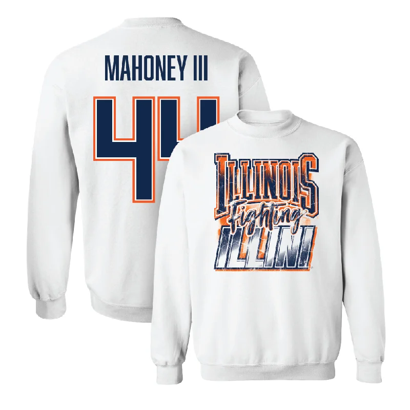 Casual long sleeve shirts for weekend wear-White Illinois Graphic Crew    - Patrick Mahoney III