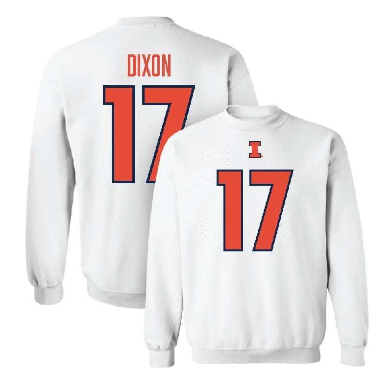 Custom long sleeve shirts for promotional events-White Illinois Player Crew     - Collin Dixon