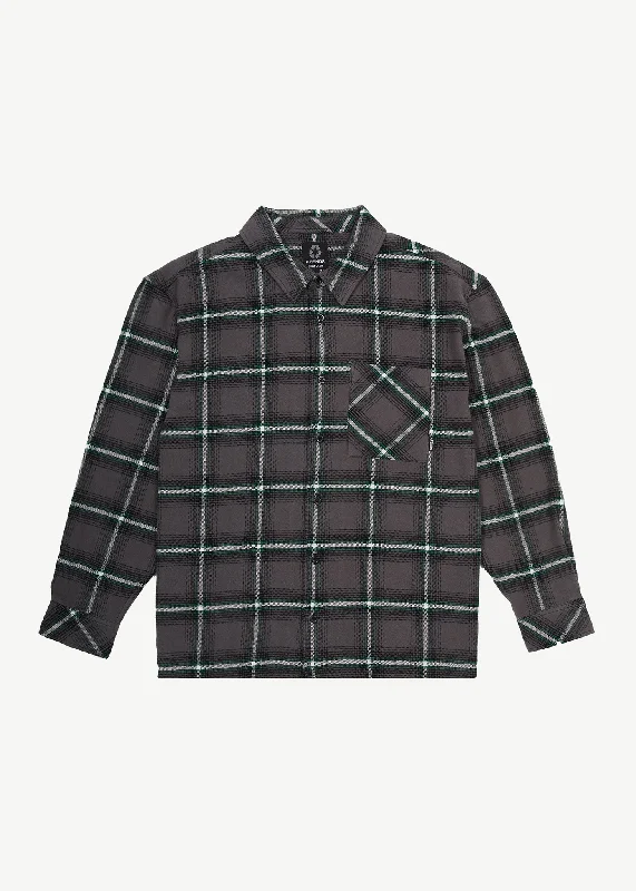 Comfortable long sleeve shirts for casual walks and outings-AFENDS Mens Sandstorm - Flannel Long Sleeve Shirt - Black Check