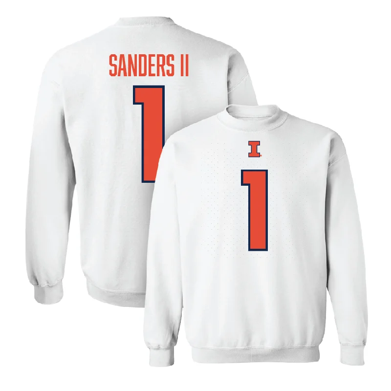 Long sleeve shirts with floral patterns for a feminine touch-White Illinois Player Crew   - Mario Sanders II