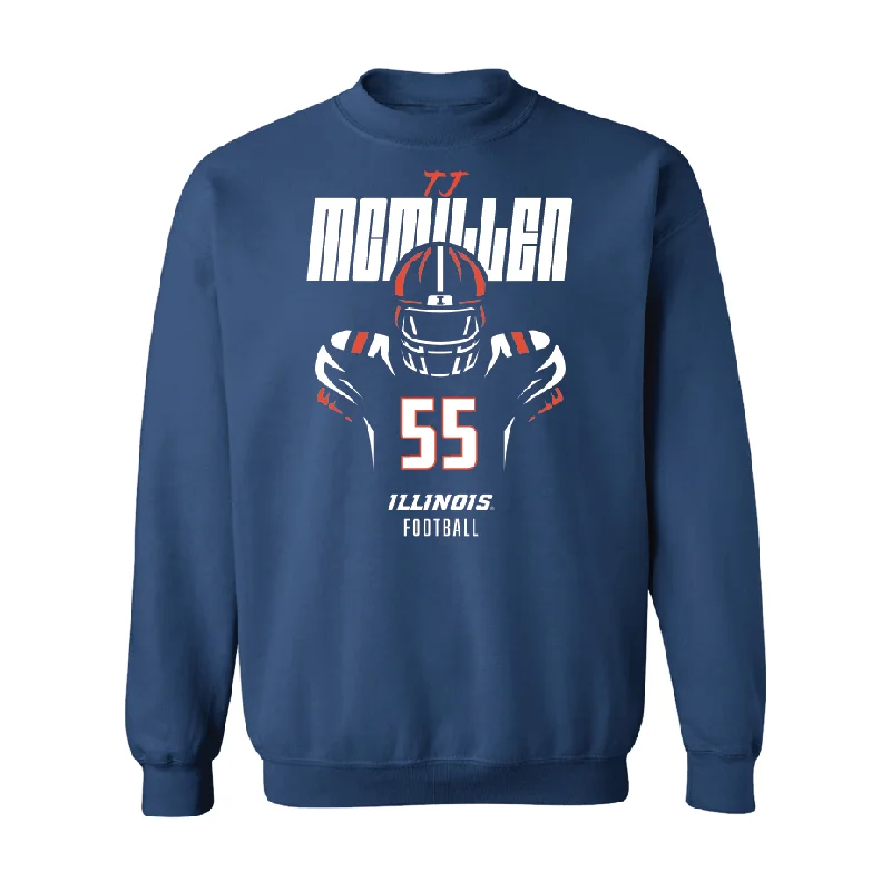 Fashionable long sleeve shirts for everyday outfits-Navy Illinois Silhouette Crew    - TJ McMillen