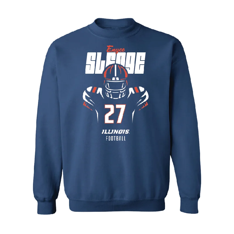 Fashionable long sleeve shirts with oversized fits-Navy Illinois Silhouette Crew  - Enyce Sledge