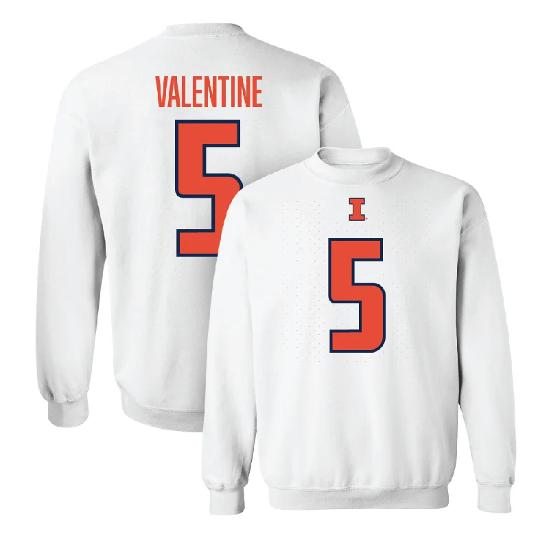 Soft fleece-lined long sleeve shirts for warmth and comfort-White Illinois Player Crew   - Ca'Lil Valentine