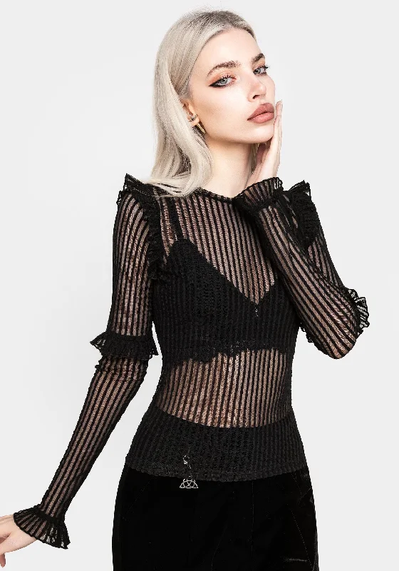 Custom long sleeve shirts for event giveaways and marketing-Mourning Ruffle Top