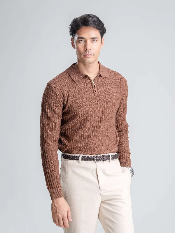 Stylish long sleeve shirts with subtle prints for a sleek look-Raoul Knit - Latte Quarter-Zip