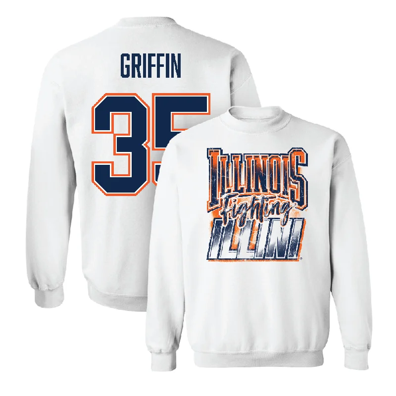 Trendy oversized long sleeve shirts for relaxed style-White Illinois Graphic Crew    - Grayson Griffin