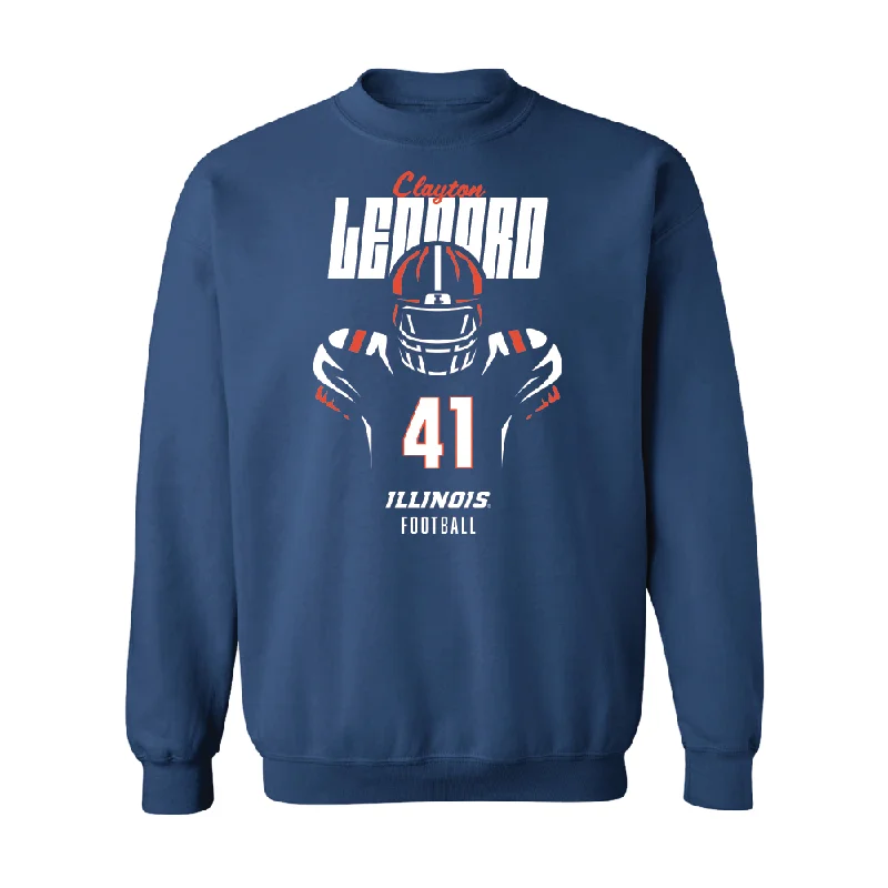 Soft and stretchy long sleeve shirts for a comfortable fit-Navy Illinois Silhouette Crew  - Clayton Leonard