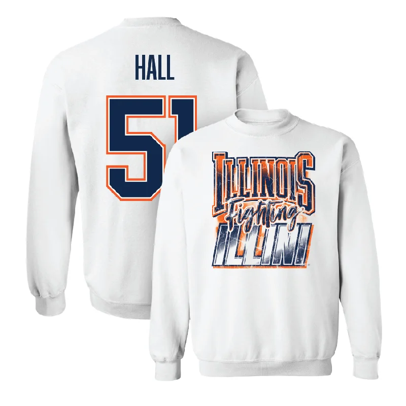 Custom long sleeve shirts for charity events and causes-White Illinois Graphic Crew    - Aidan Hall