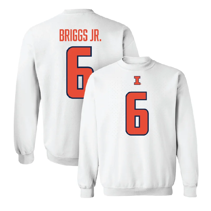 Comfortable long sleeve shirts for casual walks and outings-White Illinois Player Crew  - Dennis Briggs Jr.