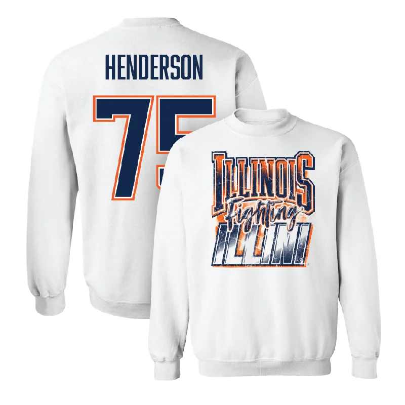 Long sleeve shirts with bold designs for statement looks-White Illinois Graphic Crew    - Brandon Henderson