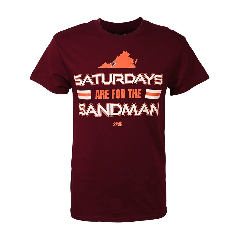 Funny T-shirts with sarcastic or witty messages-Saturdays are for the Sandman T-Shirt: Maroon by Smack Apparel