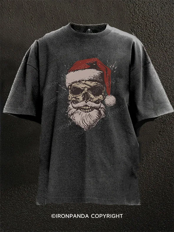 Stylish graphic T-shirts for men-Christmas Pirate Skull Washed Gym Shirt