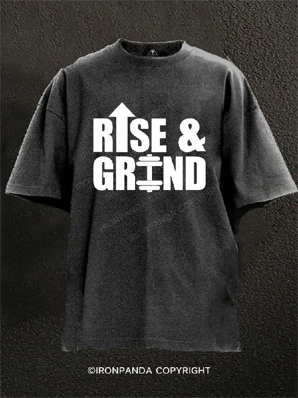 T-shirts with bold prints for stand-out style-Rise & Grind Washed Gym Shirt