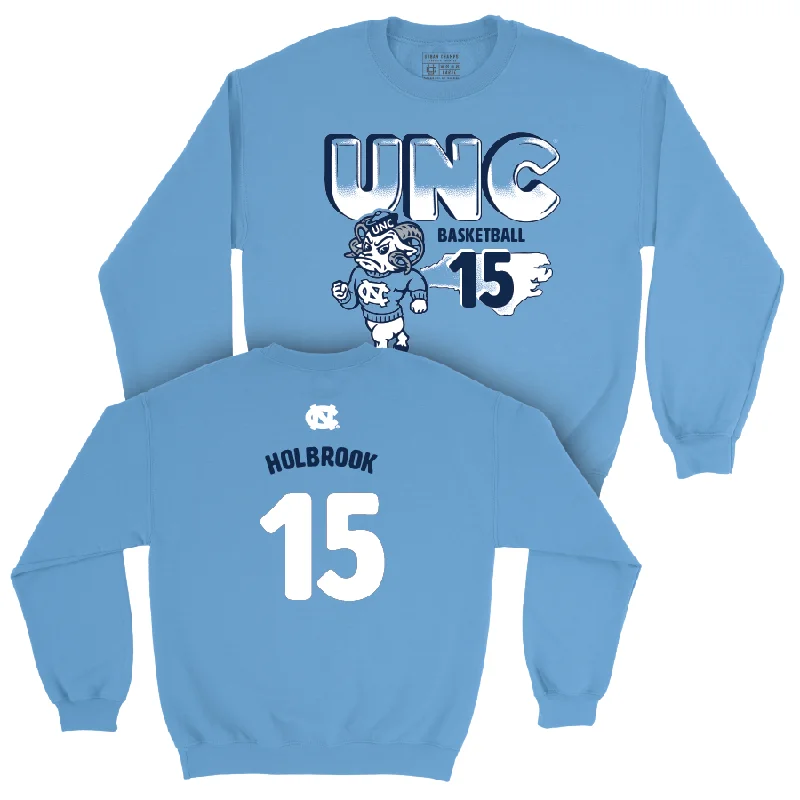 Comfortable long sleeve shirts with soft fabrics-UNC Men's Basketball Mascot Carolina Blue Crew  - John Holbrook