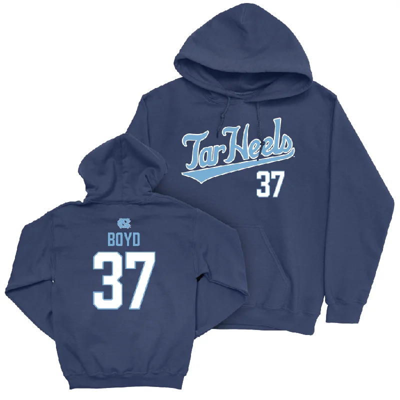 Hoodies with bold graphics for a statement look-UNC Football Navy Script Hoodie   - William Boyd