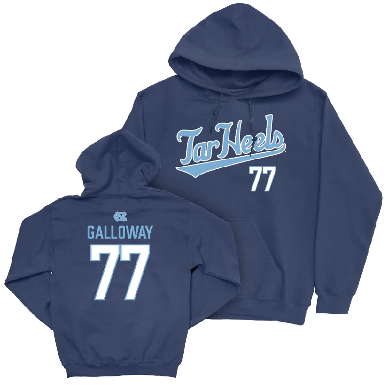 Custom hoodies for promotional events-UNC Football Navy Script Hoodie  - Hayes Galloway