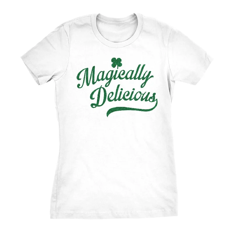 T-shirts with cool quotes for casual wear-Magically Delicious White Shirt Glitter Ink Women's T Shirt