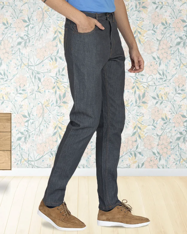 Tailored pants for sharp business looks-EZS Luxire Selvedge: Grey Jeans