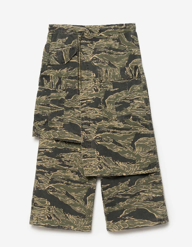 Loose-fitting pants for comfort and style-6110 Camo Asym Hakama Track Pants Mint Gold