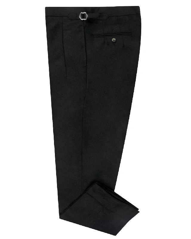 Performance pants for athletes and fitness lovers-VBC 100% Wool: Greenish Black Flannel High Waisted Pant