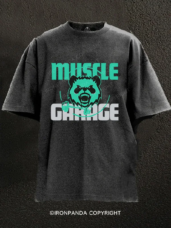 Custom T-shirts for family reunions-Muscle Garage Washed Gym Shirt